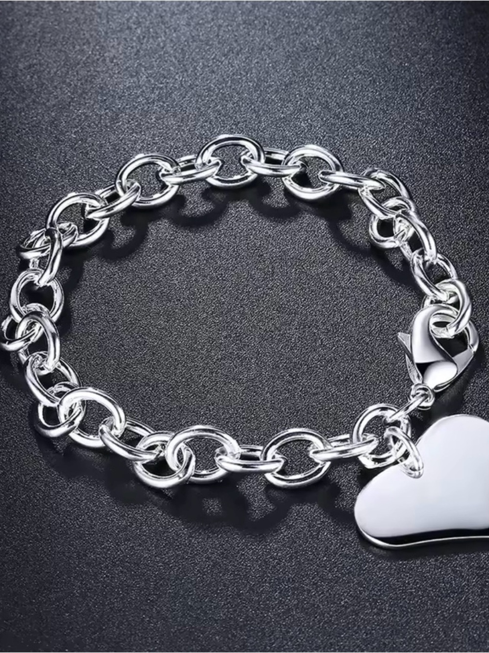 Sterling Silver Heart Charm Link Bracelet -James Avery compatible